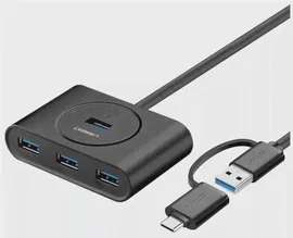 Хаб UGREEN CR113 (40850) USB 3.0 Hub with USB-C Port. 1 м. черный