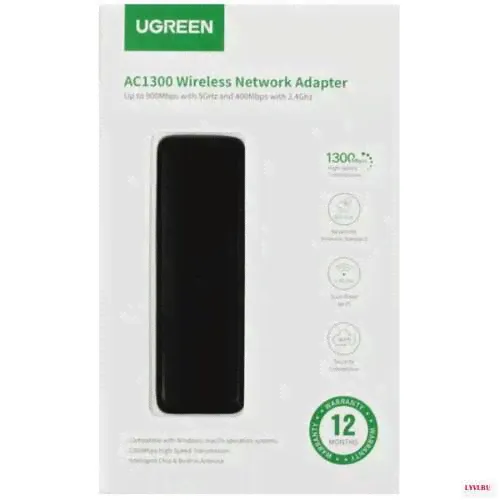 Wi-Fi адаптер UGREEN CM492 (USB. 4 (802.11n). 5 (802.11ac). 1300 Мбит/с. 2.4 ГГц. 5 ГГц. антенна - внутренняя. передатчик - 20 dBm)-0