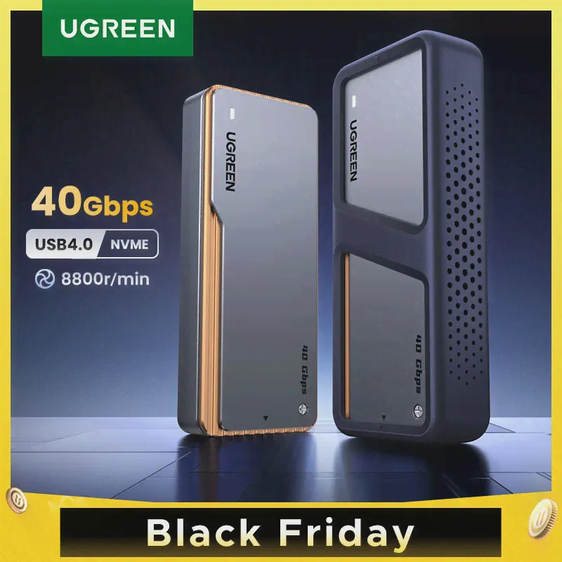 UGREEN 40 Гбит/с NVMe SSD чехол SSD корпус M.2 к USB4.0 адаптер для M.2 NVME PCIE встроенный охлаждающий жилет Алюминиевый Чехол