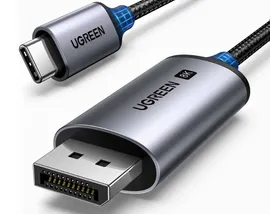 Кабель UGREEN CM556 25158_ USB-C To DP Cable(8K), 2м, серебристый, CM556