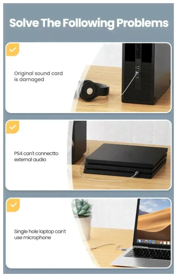 Ugreen Звуковая карта UGREEN 2 в 1, USB аудио интерфейс, внешний аудио адаптер 3,5 мм звуковые карты-2