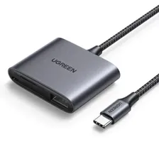 Кардридер UGREEN USB-C to SD/TF + USB 2.0 Memory Card Reader, серый CM387