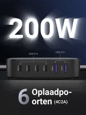Зарядное устройство Ugreen 40914 Nexode 200W GaN, 21 В, 5 А, черный/серый