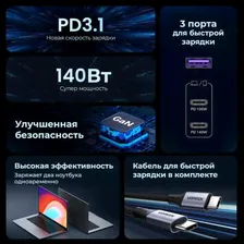 Сетевое зарядное устройство с кабелем uGreen CD289