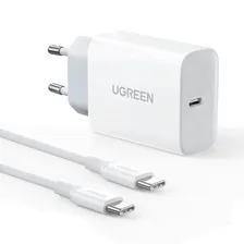 СЗУ UGREEN CD127 30W USB-C Fast Charger + кабель USB-C на USB-C, 2 м, белый