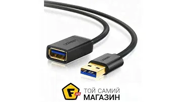 Кабель USB AM-AF (продовжувач) USB3.0, 3 м, Connector gold-plated Чорний, US129 Ugreen