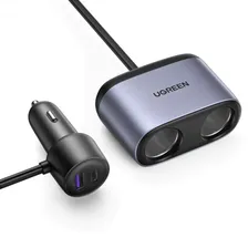 Зарядное устройство UGREEN Автомобильное CD252 A+C Car Charger With Dual Expansion Ports с разъемами USB-A, USB-C, разъемами для прикуривателя. 30886