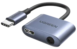 Адаптер UGREEN CM231 USB-C + AUX 3,5mm, PD, 30Вт серый