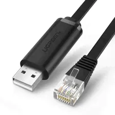 Кабель UGREEN CM204 USB-A to RJ45 Console Cable, 1,5м, черный