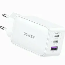 Сетевое зарядное устройство UGREEN CD 244 USB-A+2ХUSB-C, 65W GAN Tech Fast Charger, цвет белый (15334)