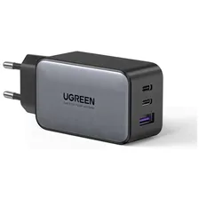 Сетевое зарядное устройство Ugreen CD 244 USB-A+2ХUSB-C, 65W GAN Tech Fast Charger, цвет черный (10335) серый, черный