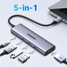 Концентратор USB-C UGREEN CM511 (15597) USB-C To HDMI+3xUSB-A+PD, серый