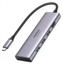 Хаб USB Ugreen CM511 C HDMI + 3xUSB A PD Grey 15597